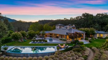 13200 ARNOLD DRIVE GLEN ELLEN CA exterior with pool in foreground at sunset